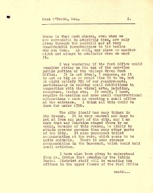 Letter from P.J. Little, Arts Council Director to Leon O'Bruin, Secretary, Department of Posts & Telegraphs  (page 2 of 3)